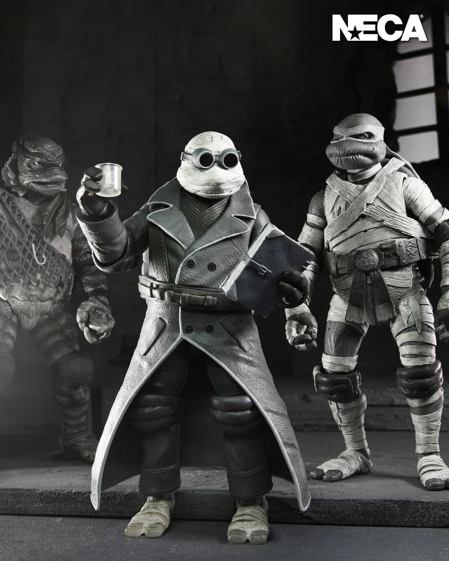 NECA Universal Monsters x Teenage Mutant Ninja Turtles Black & White Action Figure 4-Pack (7 inch)